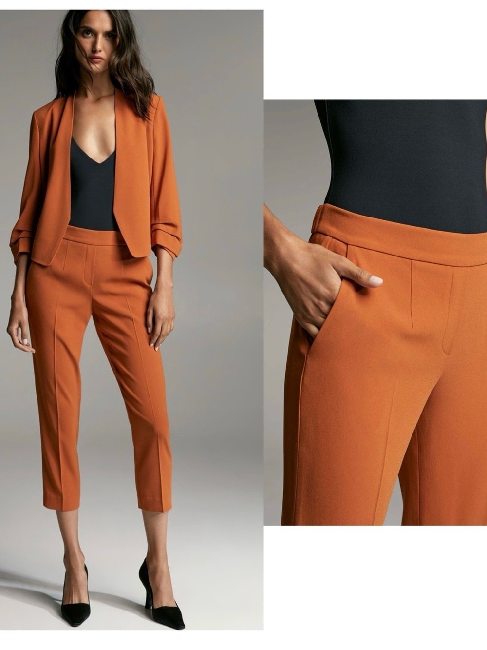 Aritzia Babaton cohen pants terracotta rust brown tapered ankle length 10